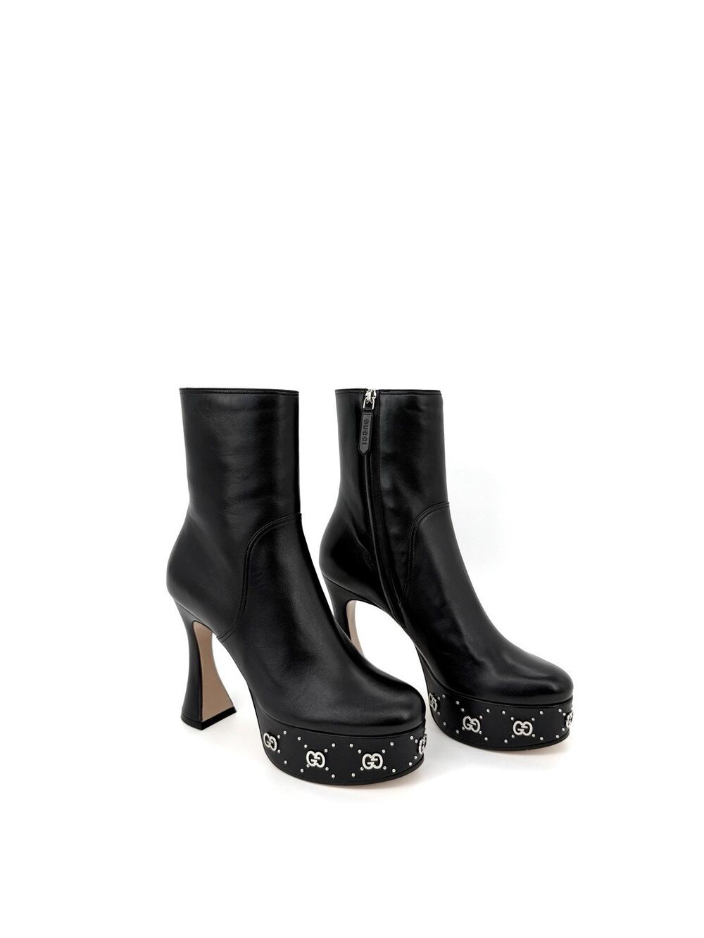 NIB Gucci Janaya Bootie 38 US 8 GG Studded Black Leather Ankle Boots $1,850